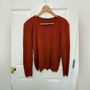 Women’s Orange Peruvian Connection Sweater Size M Scoop Neck Comfy Casual